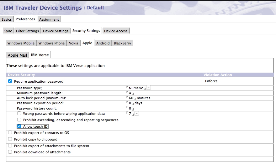 Image:PIN protecting Your Lotus Traveler (IBM Verse Client)