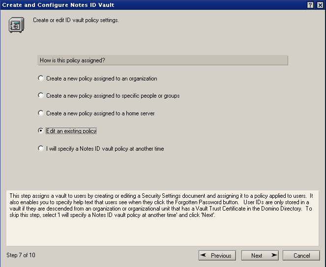 Image:Step By Step instruction how to enable ID Vault in DOmino 8.5 Beta 2 and later versions of Domino 8.5