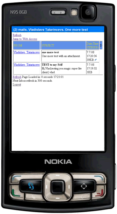 Image:ULTRA lite mail client for Lotus Notes (Web Access) 5.x, 6.x, 7.x, 8.x  tuned for mobile PHONEs. 
